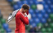 28 March 2021; Northern Ireland goalkeeper Conor Hazard following his side's defeat in the International friendly match between Northern Ireland and USA at the National Football Stadium at Windsor Park in Belfast. Photo by David Fitzgerald/Sportsfile