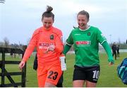27 March 2021; Niamh Reid-Burke, left, and Eleanor Ryan-Doyle of Peamount United following the SSE Airtricity Women's National League match between Wexford Youths and Peamount United at Ferrycarrig Park in Wexford. Photo by Michael P Ryan/Sportsfile