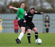27 March 2021; Aisling Frawley of Wexford Youths in action against Dearbhaile Beirne of Peamount United during the SSE Airtricity Women's National League match between Wexford Youths and Peamount United at Ferrycarrig Park in Wexford. Photo by Michael P Ryan/Sportsfile