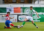 28 March 2021; Matt Keane of Treaty United in action against Conor Clifford of Bray Wanderers during the SSE Airtricity League First Division match between Bray Wanderers and Treaty United at the Carlisle Grounds in Bray, Wicklow. Photo by Seb Daly/Sportsfile