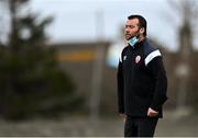 27 March 2021; Treaty United goalkeeping coach John Paul Buckley during the SSE Airtricity Women's National League match between Bohemians and Treaty United at Oscar Traynor Centre in Coolock, Dublin. Photo by Piaras Ó Mídheach/Sportsfile