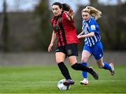 27 March 2021; Annmarie Byrne of Bohemians gets past Cara Griffin of Treaty United during the SSE Airtricity Women's National League match between Bohemians and Treaty United at Oscar Traynor Centre in Coolock, Dublin. Photo by Piaras Ó Mídheach/Sportsfile
