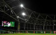 27 March 2021; A message of support shown on the big screen for former Republic of Ireland footballer Alan McLoughlin, who is currently undergoing cancer treatment during the FIFA World Cup 2022 qualifying group A match between Republic of Ireland and Luxembourg at the Aviva Stadium in Dublin. Photo by Eóin Noonan/Sportsfile