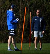 29 March 2021; Head coach Leo Cullen, left, in conversation with senior coach Stuart Lancaster during Leinster Rugby squad training at UCD in Dublin. Photo by Ramsey Cardy/Sportsfile