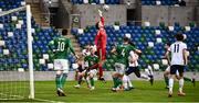 28 March 2021; Conor Hazard of Northern Ireland makes a save during the International friendly match between Northern Ireland and USA at National Football Stadium at Windsor Park in Belfast. Photo by David Fitzgerald/Sportsfile
