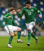 28 March 2021; Shayne Lavery of Northern Ireland, left, and Kyle Lafferty during the International friendly match between Northern Ireland and USA at National Football Stadium at Windsor Park in Belfast. Photo by David Fitzgerald/Sportsfile