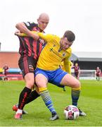 27 March 2021; Joe Gorman of Longford Town in action against Georgie Kelly of Bohemians during the SSE Airtricity League Premier Division match between Bohemians and Longford Town at Dalymount Park in Dublin. Photo by Sam Barnes/Sportsfile