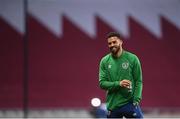 30 March 2021; Cyrus Christie of Republic of Ireland ahead of the International friendly match between Qatar and Republic of Ireland at Nagyerdei Stadion in Debrecen, Hungary. Photo by Stephen McCarthy/Sportsfile