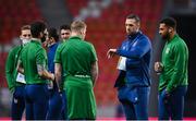 30 March 2021; Shane Duffy and Cyrus Christie, right, of Republic of Ireland ahead of the International friendly match between Qatar and Republic of Ireland at Nagyerdei Stadion in Debrecen, Hungary. Photo by Stephen McCarthy/Sportsfile