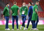 30 March 2021; Republic of Ireland players, including Shane Long, Ronan Curtis and James McClean ahead of the International friendly match between Qatar and Republic of Ireland at Nagyerdei Stadion in Debrecen, Hungary. Photo by Stephen McCarthy/Sportsfile