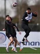 25 March 2021; Patrick Hoban, right, and Taner Dogan during a Dundalk training session at Oriel Park in Dundalk, Louth.  Photo by Ben McShane/Sportsfile
