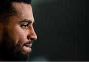 30 March 2021; Cyrus Christie of Republic of Ireland speaks to television broadcasters after the international friendly match between Qatar and Republic of Ireland at Nagyerdei Stadion in Debrecen, Hungary. Photo by Stephen McCarthy/Sportsfile
