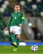 31 March 2021; Steven Davis of Northern Ireland earning his 126th cap for his country, a UK international caps record, during the FIFA World Cup 2022 qualifying group C match between Northern Ireland and Bulgaria at the National Football Stadium in Windsor Park, Belfast. Photo by David Fitzgerald/Sportsfile