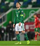 31 March 2021; Steven Davis of Northern Ireland reacts during the FIFA World Cup 2022 qualifying group C match between Northern Ireland and Bulgaria at the National Football Stadium in Windsor Park, Belfast. Photo by David Fitzgerald/Sportsfile