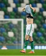 31 March 2021; Paddy McNair of Northern Ireland reacts at the final whistle of the FIFA World Cup 2022 qualifying group C match between Northern Ireland and Bulgaria at the National Football Stadium in Windsor Park, Belfast. Photo by David Fitzgerald/Sportsfile