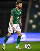 31 March 2021; Stuart Dallas of Northern Ireland during the FIFA World Cup 2022 qualifying group C match between Northern Ireland and Bulgaria at the National Football Stadium in Windsor Park, Belfast.  Photo by David Fitzgerald/Sportsfile