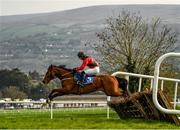 1 April 2021; Ask David, with Thomas Brett up, jump the ninth during the Tote.ie Home Of The Placepot Handicap Hurdle at Clonmel Racecourse in Tipperary. Photo by Harry Murphy/Sportsfile