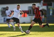 2 April 2021; Joe Gorman of Longford Town in action against David Cawley of Sligo Rovers during the SSE Airtricity League Premier Division match between Longford Town and Sligo Rovers at Bishopsgate in Longford. Photo by Harry Murphy/Sportsfile