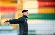 2 April 2021; Darragh Leahy of Dundalk ahead of the SSE Airtricity League Premier Division match between Shamrock Rovers and Dundalk at Tallaght Stadium in Dublin. Photo by Eóin Noonan/Sportsfile