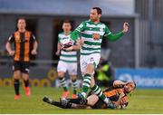 2 April 2021; Chris McCann of Shamrock Rovers is tackled by Michael Duffy of Dundalk during the SSE Airtricity League Premier Division match between Shamrock Rovers and Dundalk at Tallaght Stadium in Dublin. Photo by Seb Daly/Sportsfile
