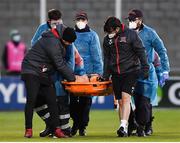 2 April 2021; Dundalk coach Filippo Giovagnoli checks on Brian Gartland of Dundalk as he is stretchered from the pitch during the SSE Airtricity League Premier Division match between Shamrock Rovers and Dundalk at Tallaght Stadium in Dublin. Photo by Seb Daly/Sportsfile