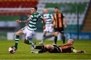 2 April 2021; Sean Kavanagh of Shamrock Rovers is tackled by Chris Shields of Dundalk during the SSE Airtricity League Premier Division match between Shamrock Rovers and Dundalk at Tallaght Stadium in Dublin. Photo by Eóin Noonan/Sportsfile