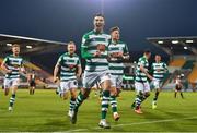 2 April 2021; Danny Mandroiu of Shamrock Rovers celebrates after scoring his side's first goal during the SSE Airtricity League Premier Division match between Shamrock Rovers and Dundalk at Tallaght Stadium in Dublin. Photo by Eóin Noonan/Sportsfile