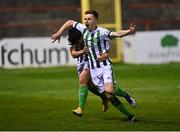 2 April 2021; Brandon Kavanagh of Bray Wanderers, right, celebrates with team-mate Dylan Barnett after scoring his side's third goal during the SSE Airtricity League First Division match between Shelbourne and Bray Wanderers at Tolka Park in Dublin. Photo by Piaras Ó Mídheach/Sportsfile