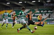 2 April 2021; Sean Gannon of Shamrock Rovers in action against Raivis Jurkovskis of Dundalk during the SSE Airtricity League Premier Division match between Shamrock Rovers and Dundalk at Tallaght Stadium in Dublin. Photo by Seb Daly/Sportsfile