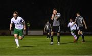 2 April 2021; Sean McDonald of Cabinteely celebrates his side's first goal scored by Keith Dalton during the SSE Airtricity League First Division match between Cabinteely and Cork City at Stradbrook Park in Blackrock, Dublin. Photo by David Fitzgerald/Sportsfile