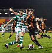 2 April 2021; Michael Duffy of Dundalk in action against Gary O'Neill, left, and Ronan Finn of Shamrock Rovers during the SSE Airtricity League Premier Division match between Shamrock Rovers and Dundalk at Tallaght Stadium in Dublin. Photo by Eóin Noonan/Sportsfile