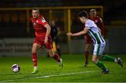 2 April 2021; Michael O'Connor of Shelbourne in action against Luka Lovic of Bray Wanderers during the SSE Airtricity League First Division match between Shelbourne and Bray Wanderers at Tolka Park in Dublin. Photo by Piaras Ó Mídheach/Sportsfile