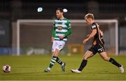 2 April 2021; Chris McCann of Shamrock Rovers in action against Greg Sloggett of Dundalk during the SSE Airtricity League Premier Division match between Shamrock Rovers and Dundalk at Tallaght Stadium in Dublin. Photo by Seb Daly/Sportsfile