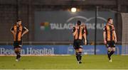 2 April 2021; Dundalk players Ryan O'Kane, centre, Patrick Hoban, left, and Cameron Dummigan after their conceded a goal during the SSE Airtricity League Premier Division match between Shamrock Rovers and Dundalk at Tallaght Stadium in Dublin. Photo by Seb Daly/Sportsfile