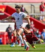 3 April 2021; Romain Ntamack of Toulouse is tackled by Conor Murray of Munster during the Heineken Champions Cup Round of 16 match between Munster and Toulouse at Thomond Park in Limerick. Photo by Brendan Moran/Sportsfile