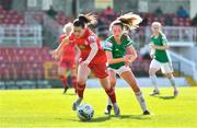 3 April 2021; Emily Whelan of Shelbourne in action against Lauren Walsh of Cork City during the SSE Airtricity Women's National League match between Cork City and Shelbourne at Turners Cross in Cork. Photo by Eóin Noonan/Sportsfile