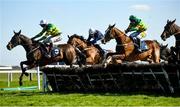 3 April 2021; Hearts Are Trumps, with Jody McGarvey up, right, clear the last alongside Magic Tricks, with Mark Walsh up, left, on their way to winning the RYBO Handicap hurdle on day one of the Fairyhouse Easter Festival at the Fairyhouse Racecourse in Ratoath, Meath. Photo by David Fitzgerald/Sportsfile