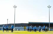 3 April 2021; Drogheda United players inspect the pitch ahead of the SSE Airtricity League Premier Division match between Drogheda United and Finn Harps at Head in the Game Park in Drogheda, Louth. Photo by Ben McShane/Sportsfile