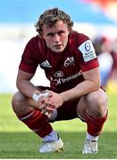 3 April 2021; Craig Casey of Munster dejected after his side's defeat in the Heineken Champions Cup Round of 16 match between Munster and Toulouse at Thomond Park in Limerick. Photo by Brendan Moran/Sportsfile