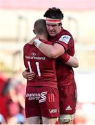 3 April 2021; Munster players Keith Earls, left, and Billy Holland, dejected after their side's defeat in the Heineken Champions Cup Round of 16 match between Munster and Toulouse at Thomond Park in Limerick. Photo by Brendan Moran/Sportsfile