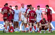 3 April 2021; Munster players, including Mike Haley, right, dejected after their side's defeat in the Heineken Champions Cup Round of 16 match between Munster and Toulouse at Thomond Park in Limerick. Photo by Ramsey Cardy/Sportsfile