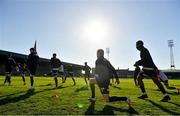 3 April 2021; St Patrick's Athletic players warm up prior to the SSE Airtricity League Premier Division match between Bohemians and St Patrick's Athletic at Dalymount Park in Dublin. Photo by Harry Murphy/Sportsfile