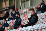 3 April 2021; Republic of Ireland manager Stephen Kenny, right, alongside Bohemians COO Daniel Lambert during the SSE Airtricity League Premier Division match between Bohemians and St Patrick's Athletic at Dalymount Park in Dublin. Photo by Seb Daly/Sportsfile