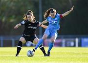 3 April 2021; Lynn Marie Grant of Wexford Youths in action against Rachel Doyle of DLR Waves during the SSE Airtricity Women's National League match between DLR Waves and Wexford Youths at UCD Bowl in Belfield, Dublin. Photo by Piaras Ó Mídheach/Sportsfile