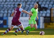 3 April 2021; Mark Coyle of Finn Harps in action against Ronan Murray of Drogheda United during the SSE Airtricity League Premier Division match between Drogheda United and Finn Harps at Head in the Game Park in Drogheda, Louth. Photo by Ben McShane/Sportsfile