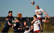 3 April 2021; Georgie Kelly of Bohemians heads wide during the SSE Airtricity League Premier Division match between Bohemians and St Patrick's Athletic at Dalymount Park in Dublin. Photo by Seb Daly/Sportsfile