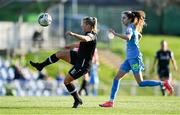 3 April 2021; Nicola Sinnott of Wexford Youths in action against Shauna Carroll of DLR Waves during the SSE Airtricity Women's National League match between DLR Waves and Wexford Youths at UCD Bowl in Belfield, Dublin. Photo by Piaras Ó Mídheach/Sportsfile