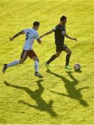 3 April 2021; Robbie Benson of St Patrick's Athletic in action against Rob Cornwall of Bohemians during the SSE Airtricity League Premier Division match between Bohemians and St Patrick's Athletic at Dalymount Park in Dublin. Photo by Harry Murphy/Sportsfile