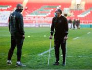 3 April 2021; Leicester head coach Steve Borthwick, left, and Connacht head coach Andy Friend before the European Rugby Challenge Cup Round of 16 match between Leicester Tigers and Connacht at Welford Road in Leicester, England. Photo by Matt Impey/Sportsfile