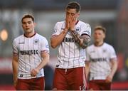 3 April 2021; Rob Cornwall of Bohemians, centre, following his side's defeat in the SSE Airtricity League Premier Division match between Bohemians and St Patrick's Athletic at Dalymount Park in Dublin. Photo by Harry Murphy/Sportsfile